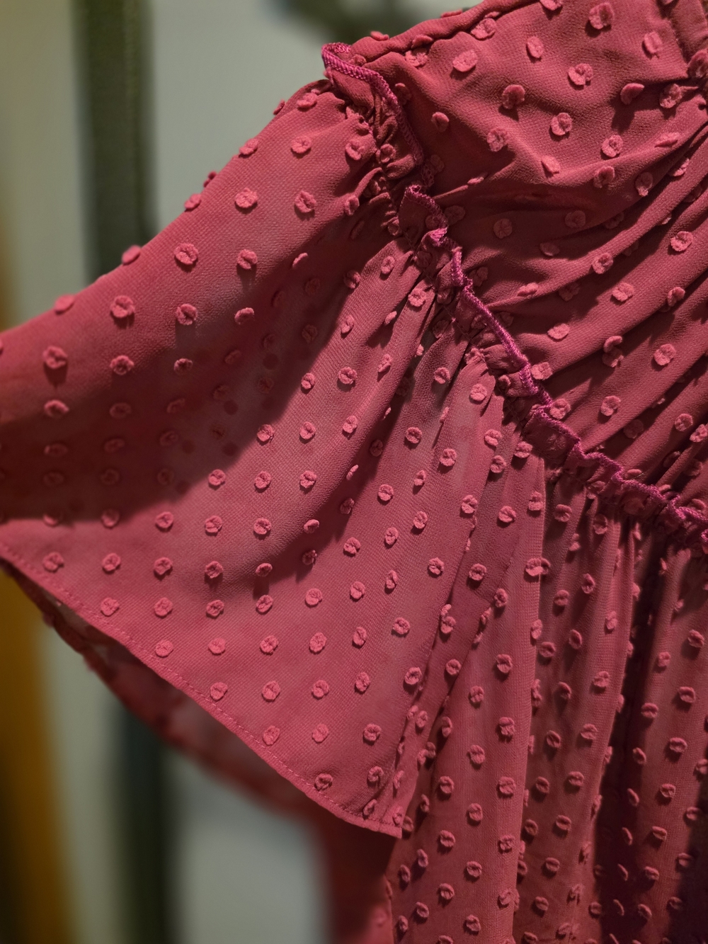 J. Crew Raspberry Dot Ruffle Yoke Blouse - Picture 4 of 9